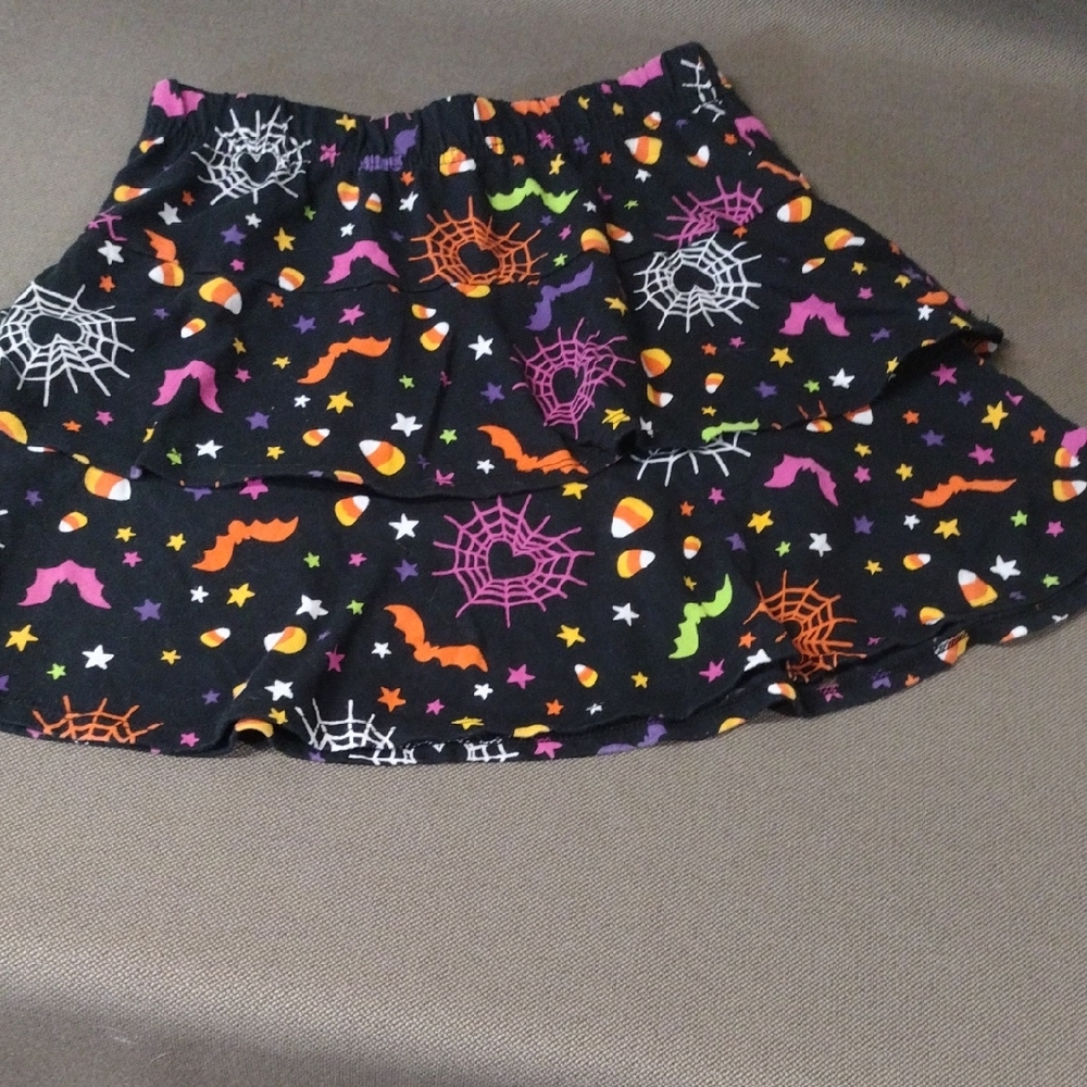 Halloween Tiered Skirt with Spider Webs and Candy Corn youth M